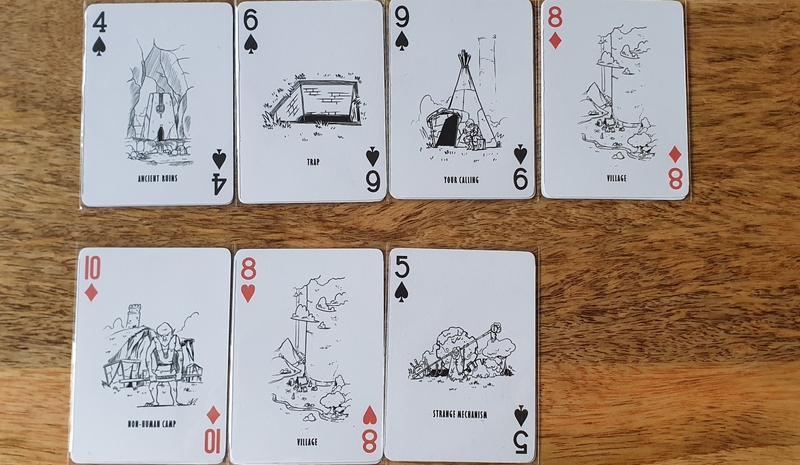 Example of a combat encounter against a medium rook as a character with four combat score, they would win but take a wound in the process
